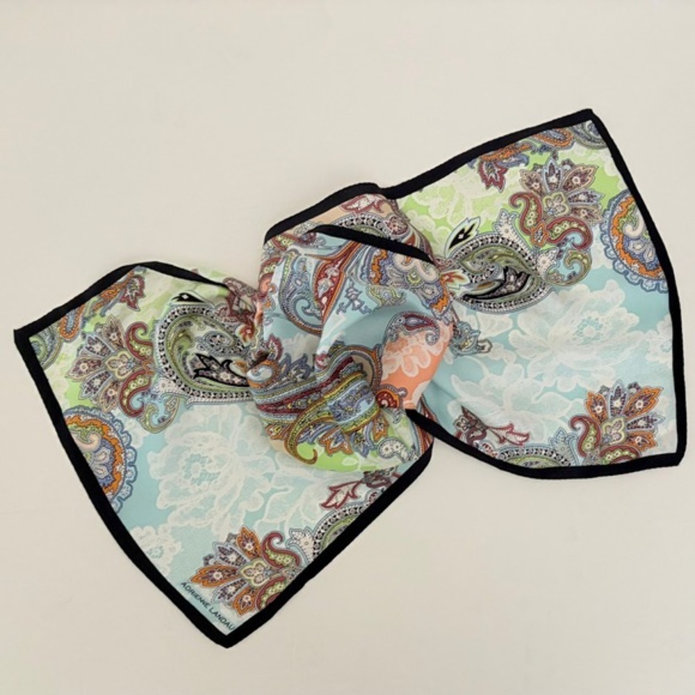 Vintage ADRIENNE LANDAU Silky Paisley Rectangular Scarf Colorful Accessory